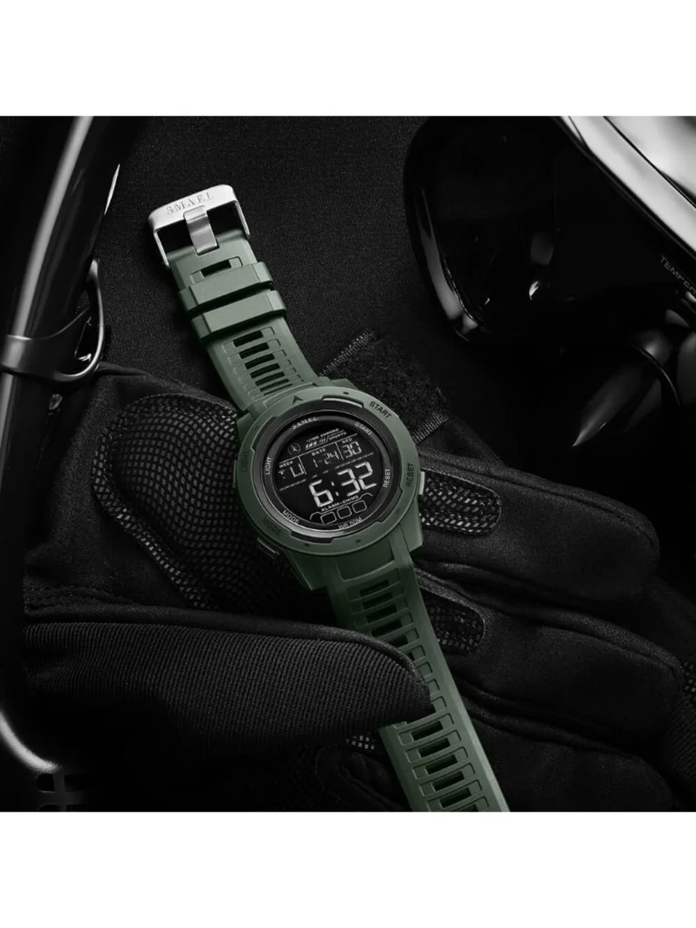 Men's Green Analog Quartz Sports Waterproof Military Casual LED Digital Watch